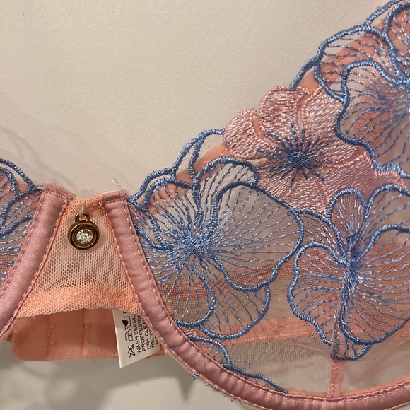 Women’s Pink and Baby Blue Lace Bra - see through - Medium - Picture 2 of 3